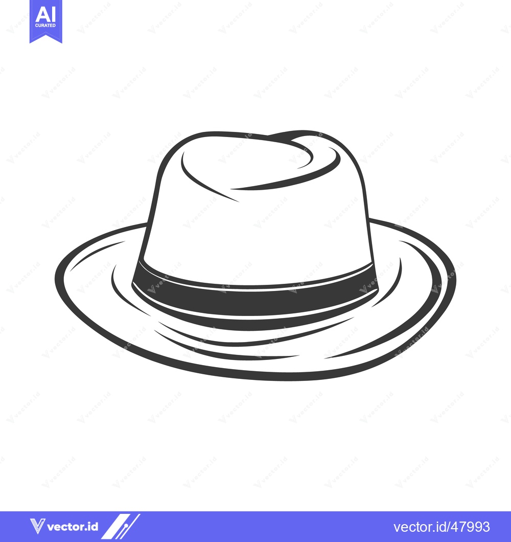 Premium Vector of A monochromatic illustration of a classic fedora hat on display
