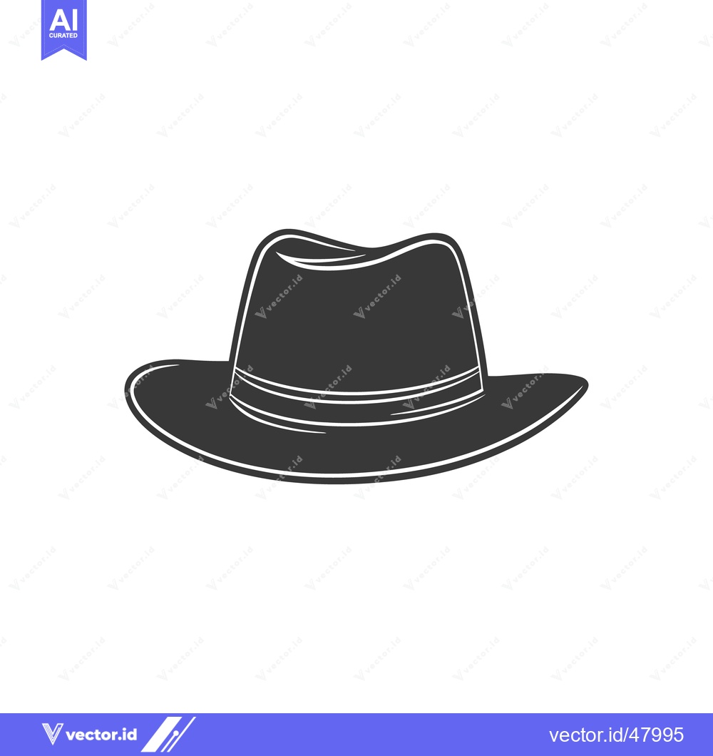 Premium Vector dari A simple grayscale illustration of a classic fedora hat