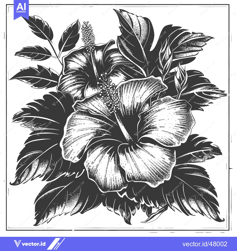 Premium Vector dari Intricate Black And White Hibiscus Flower Drawing