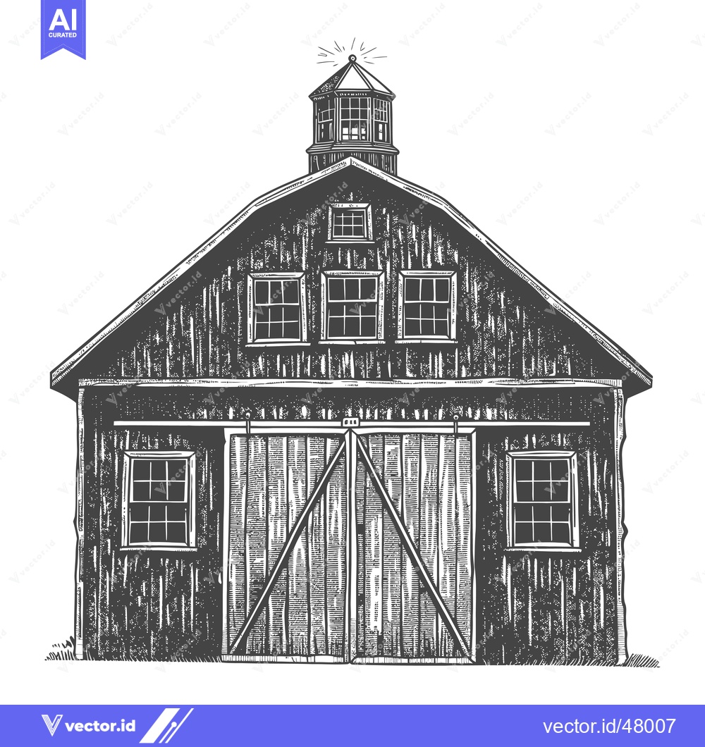 Premium Vector dari A Detailed Illustration Of A Classic Wooden Barn With A Cupola