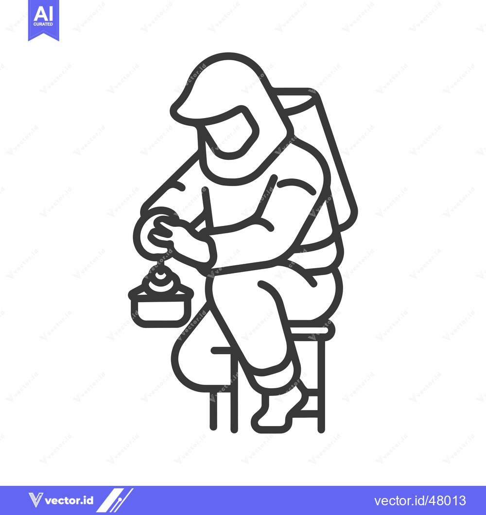 Premium Vector of Hazmat Suit-clad Worker Holding a Sample Container