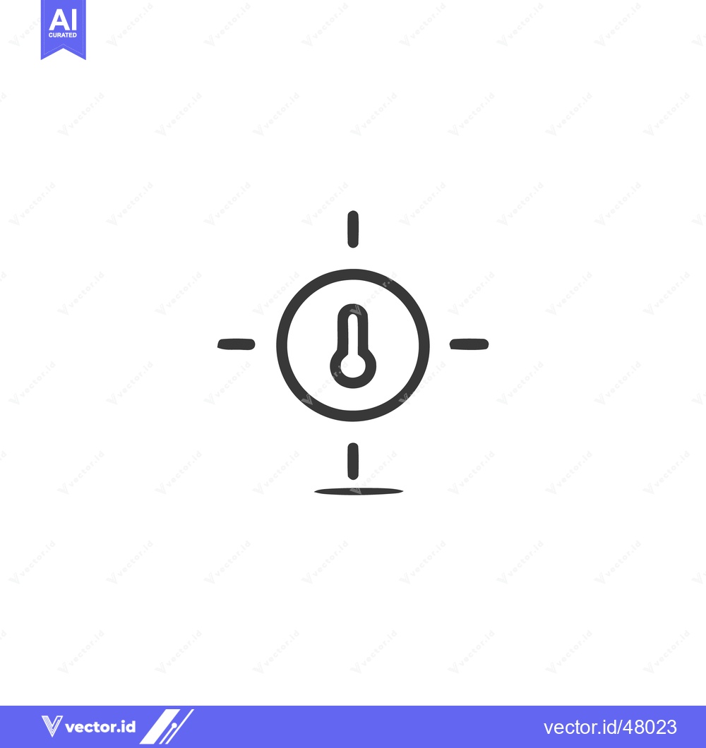 Premium Vector of Minimalist Thermometer Icon with Crosshairs on White Background