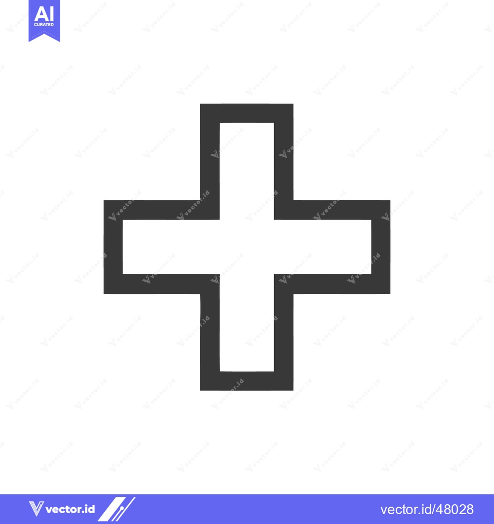 Premium Vector dari Bold Outline Cross: Simple Graphic Symbol on White Background
