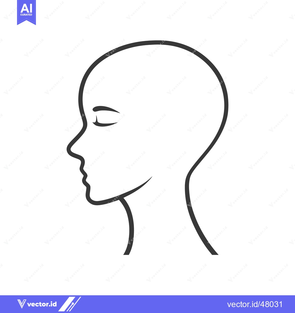 Premium Vector dari A simple black and white outline of a human face in profile