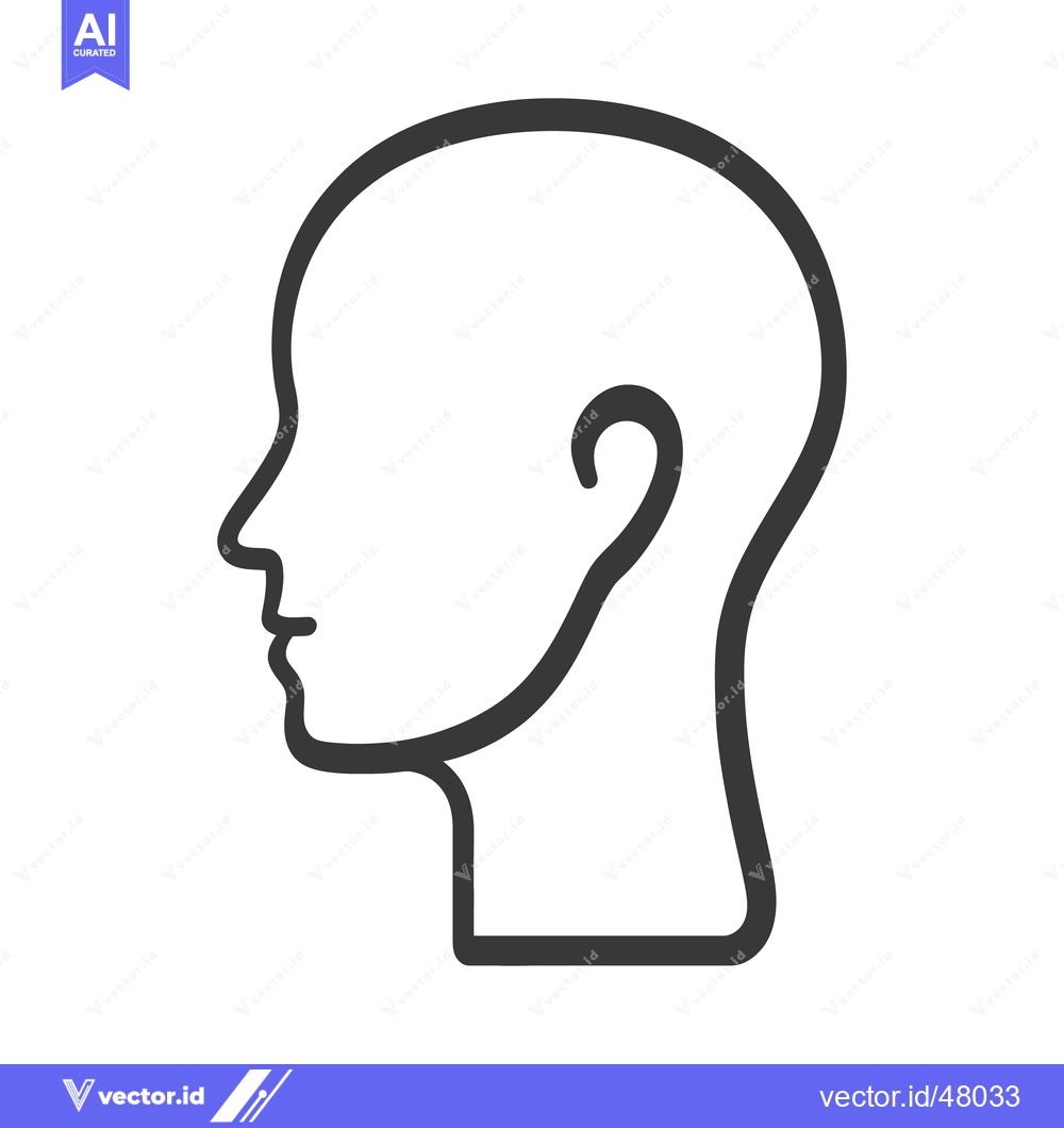 Premium Vector of Simple black and white outline illustration depicting a human head pro