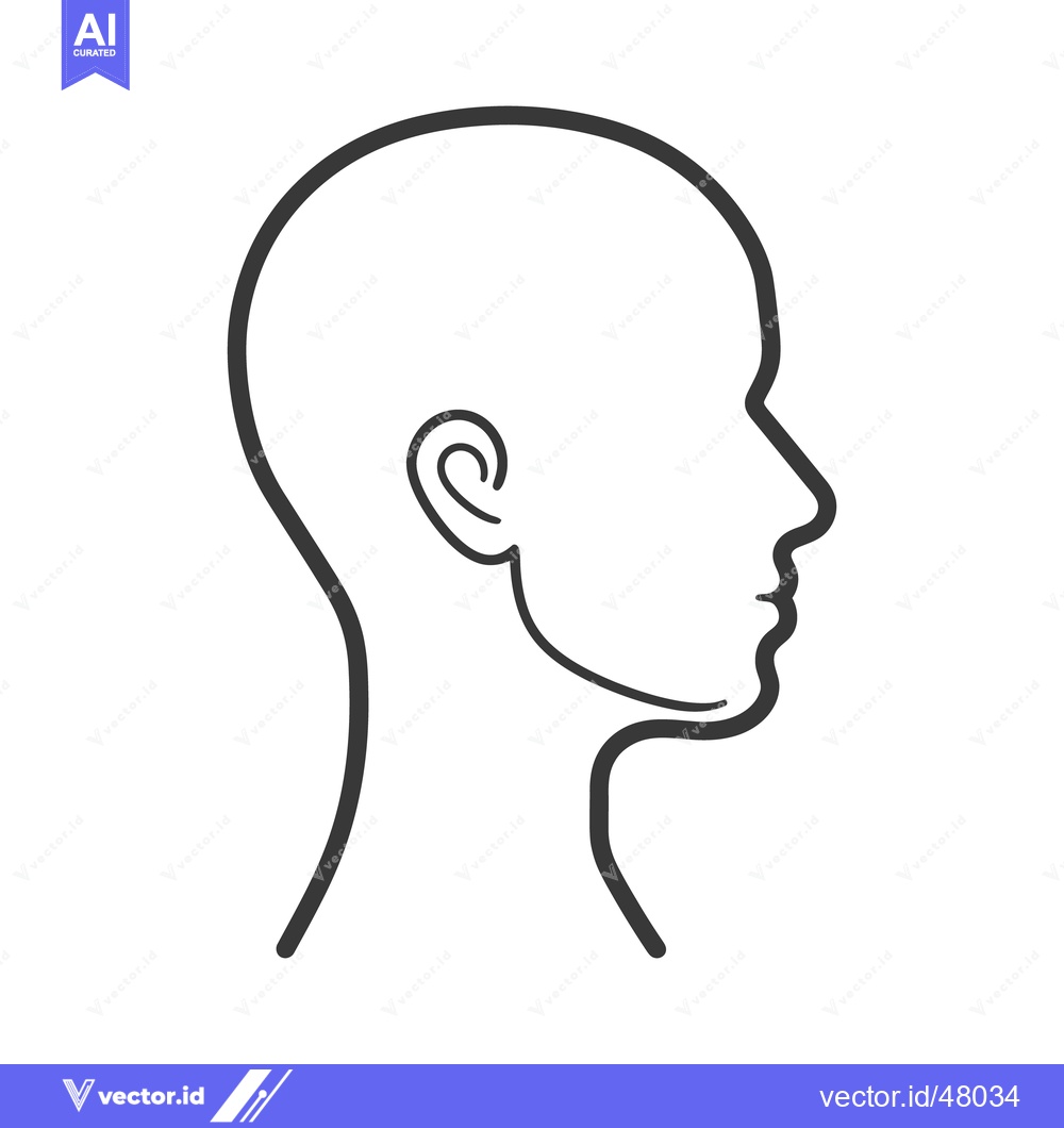 Premium Vector dari A simple outline drawing of a human head in profile