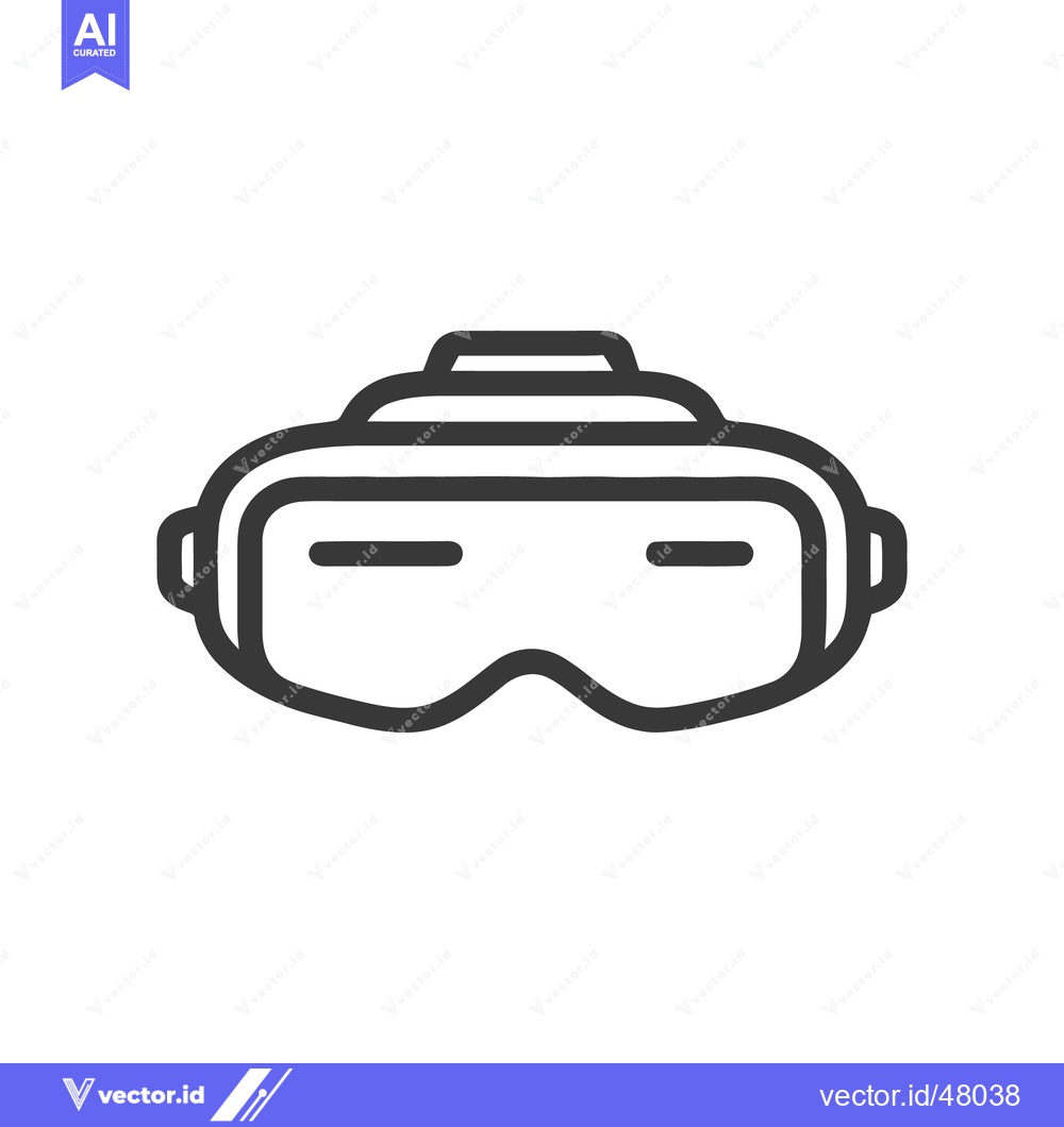 Premium Vector of Minimalist VR Headset Icon: Bold Outline on White Background