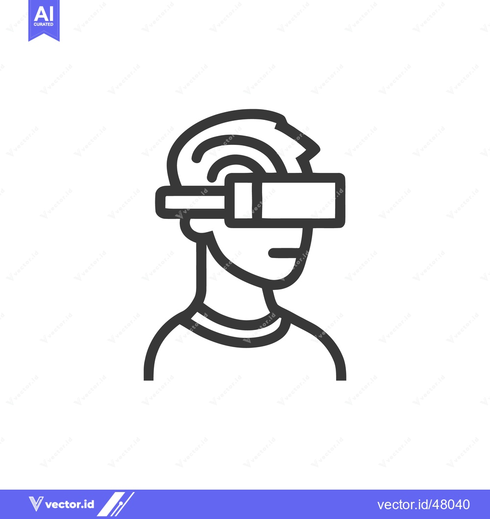 Premium Vector of Minimalist Line Art: Man Wearing Virtual Reality Headset, Isolated