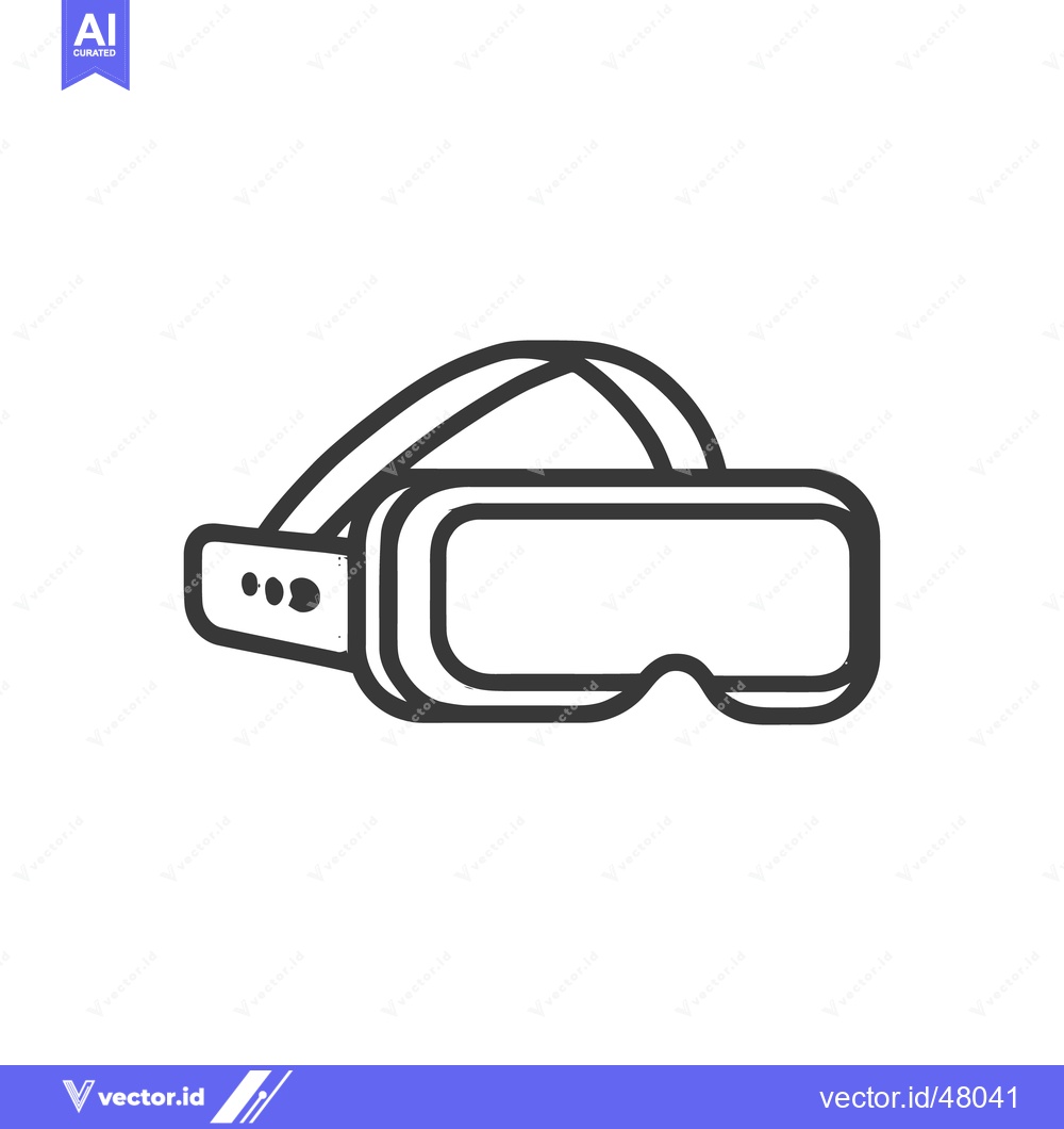 Premium Vector dari Minimalist VR Headset Icon: Modern Technology Outline on White