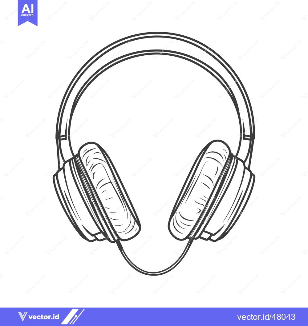 Premium Vector dari Black and white illustration of a modern set of headphones