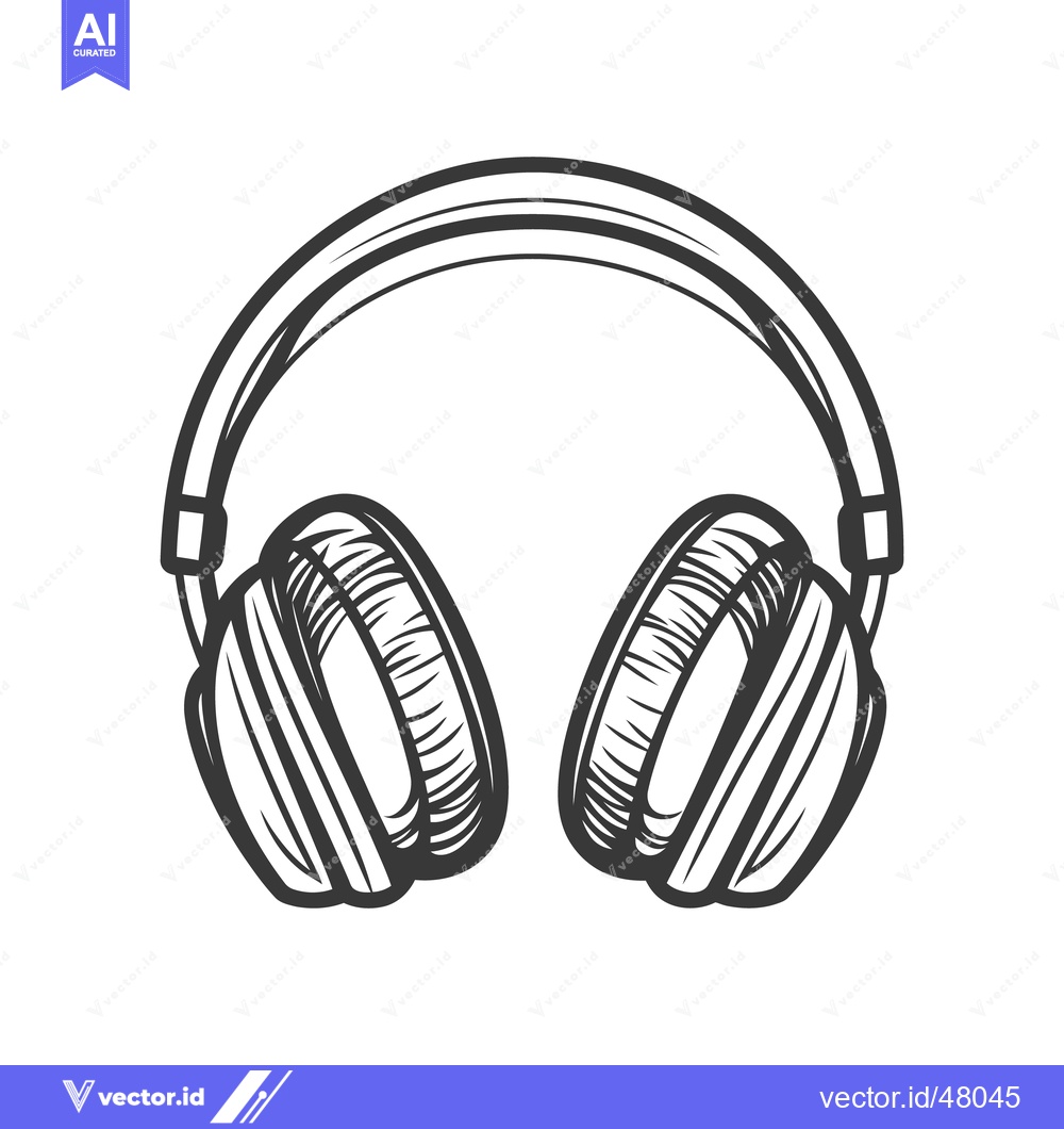 Premium Vector of A detailed illustration depicts a pair of over ear headphones