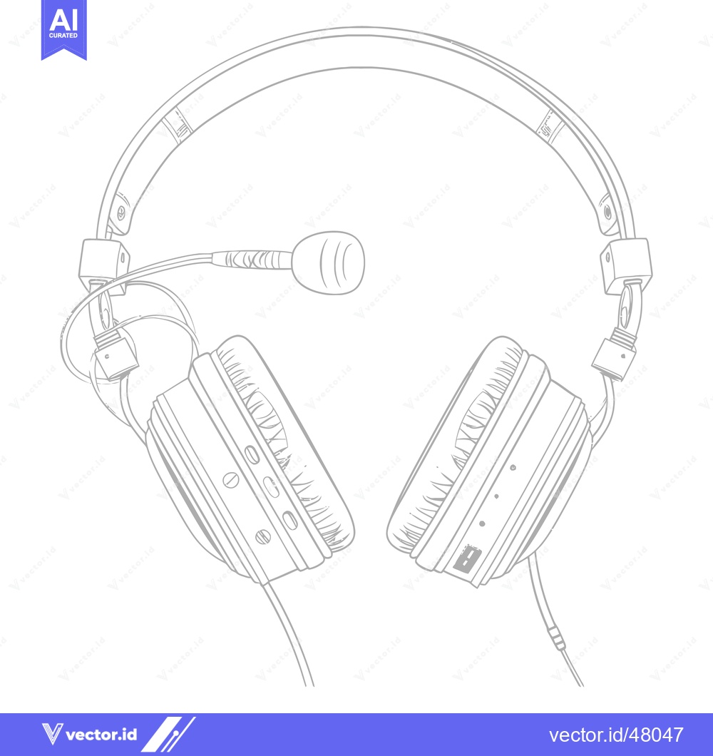 Premium Vector dari Detailed illustration displaying a headset with an attached microphone