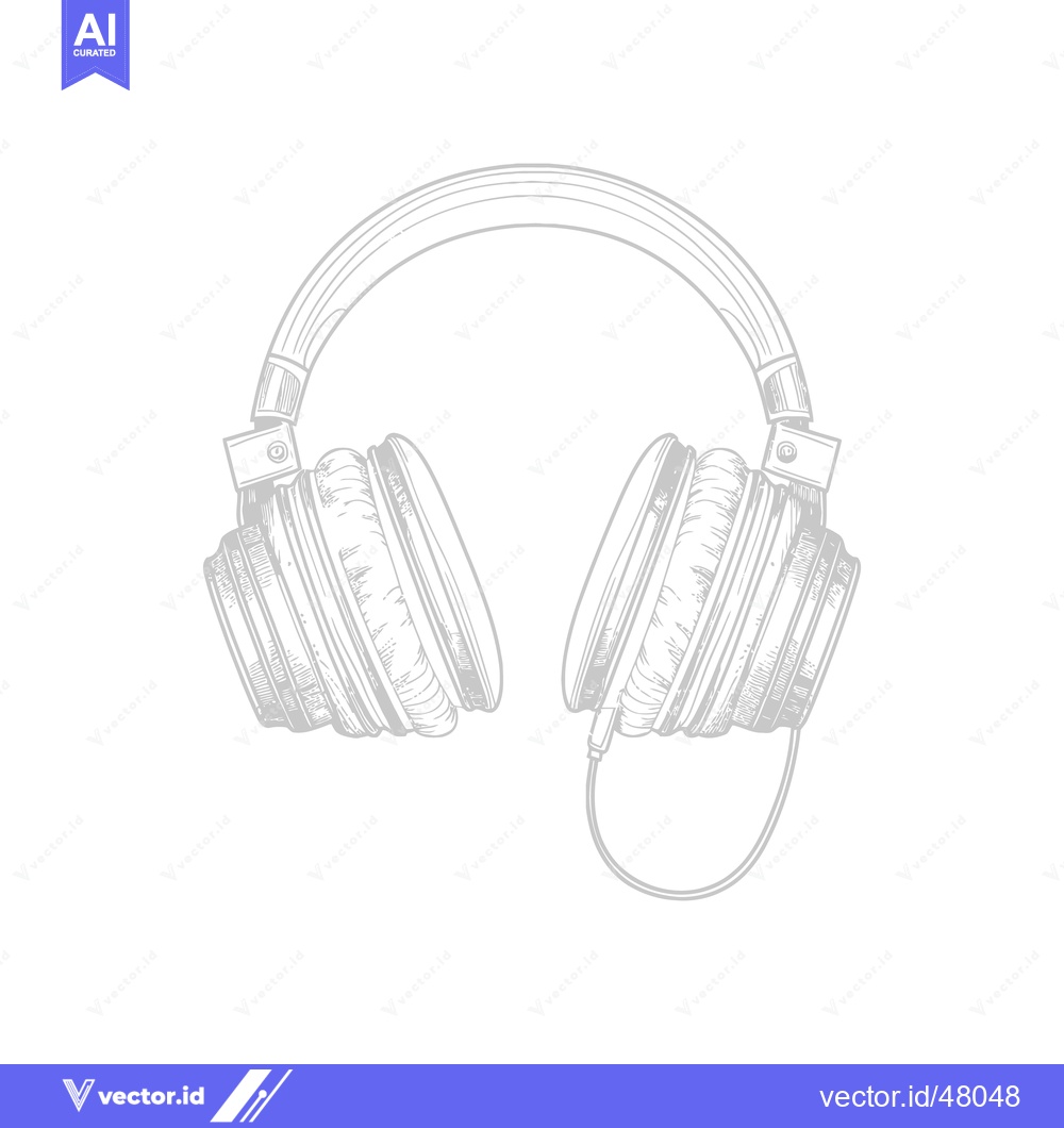 Premium Vector dari Detailed illustration depicts headphones with a cable against a white
