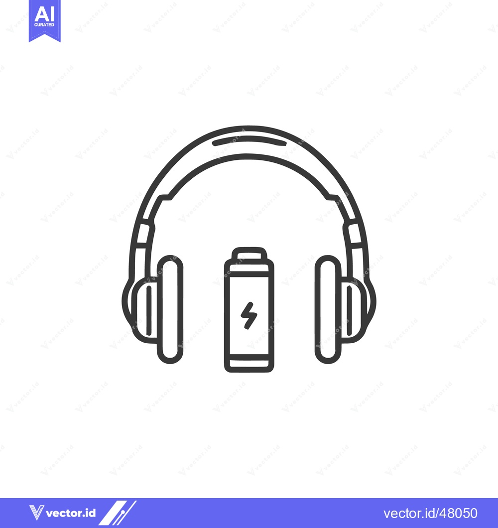 Premium Vector dari Minimalist Headphones and Battery Icon: Modern Audio Power Concept