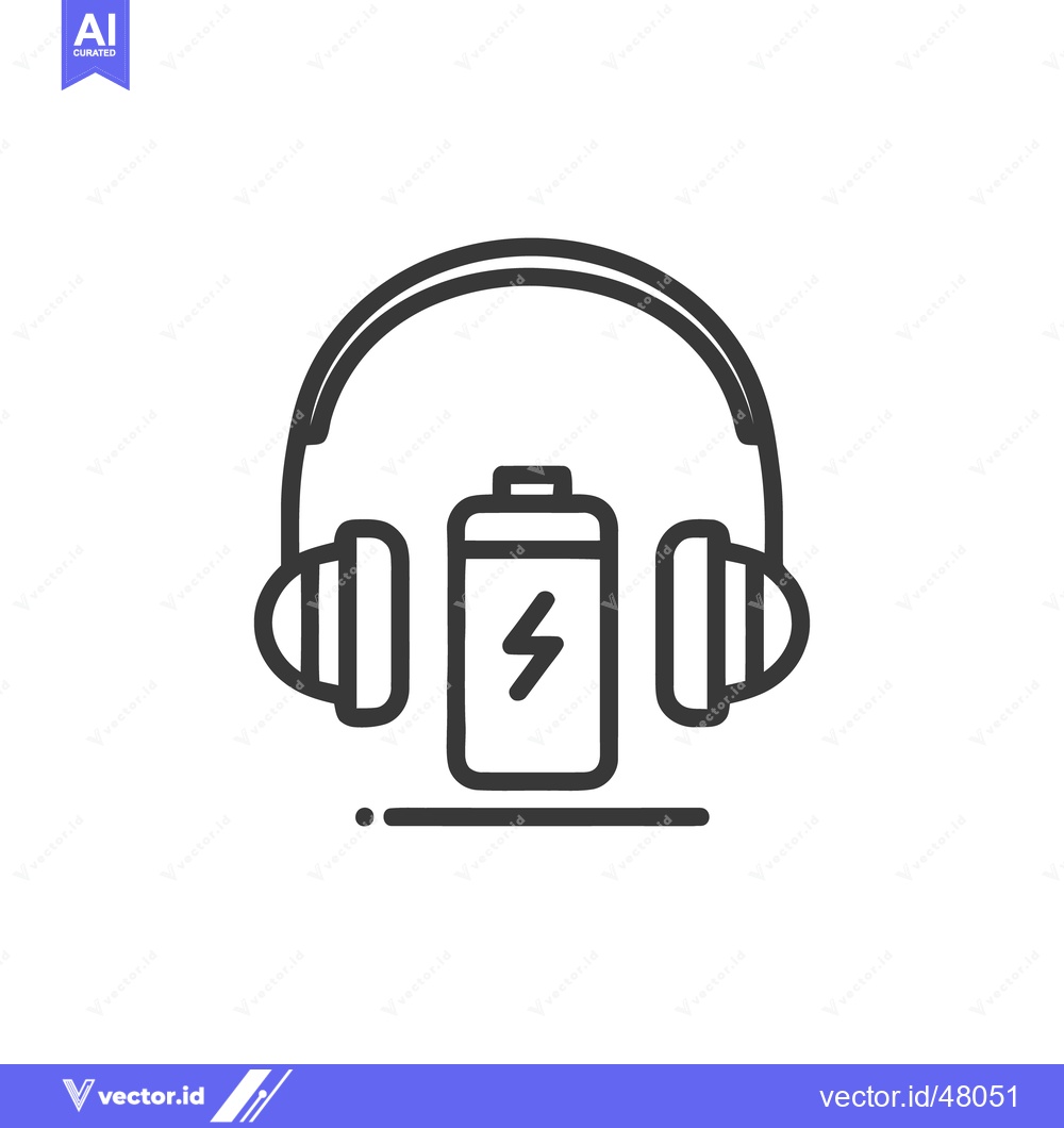 Premium Vector of Headphones and Battery Icon: Energy for Music, Minimalist Design