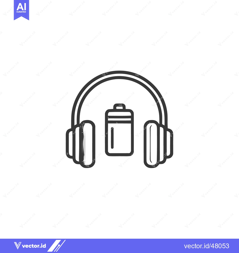 Premium Vector dari Minimalist Headphones and Battery Icon, Outline Style, Clean Design