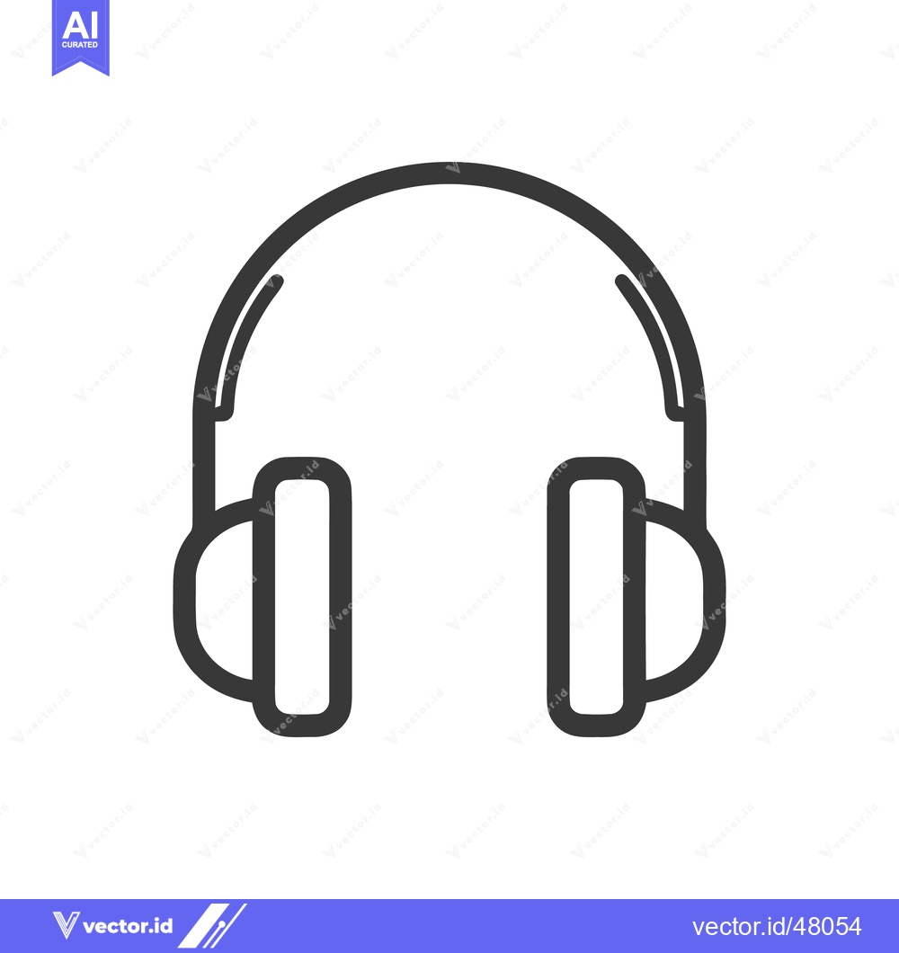 Premium Vector dari Minimalist Headphones Icon: Sleek, Modern Design on White Background