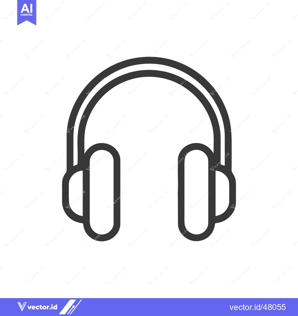 Premium Vector of Minimalist Headphones Icon: Clean Line Art on White Background