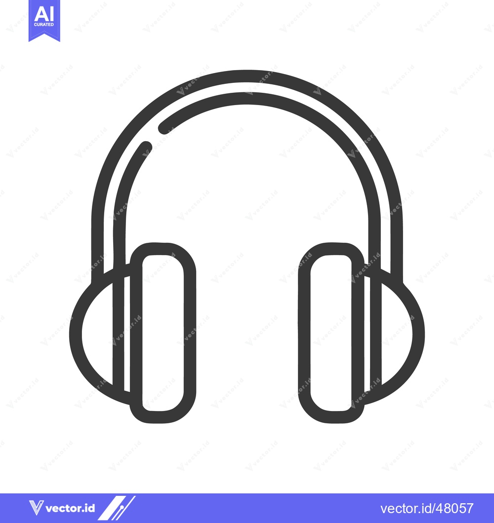 Premium Vector of Minimalist Headphones Icon: Bold Outline on White Background