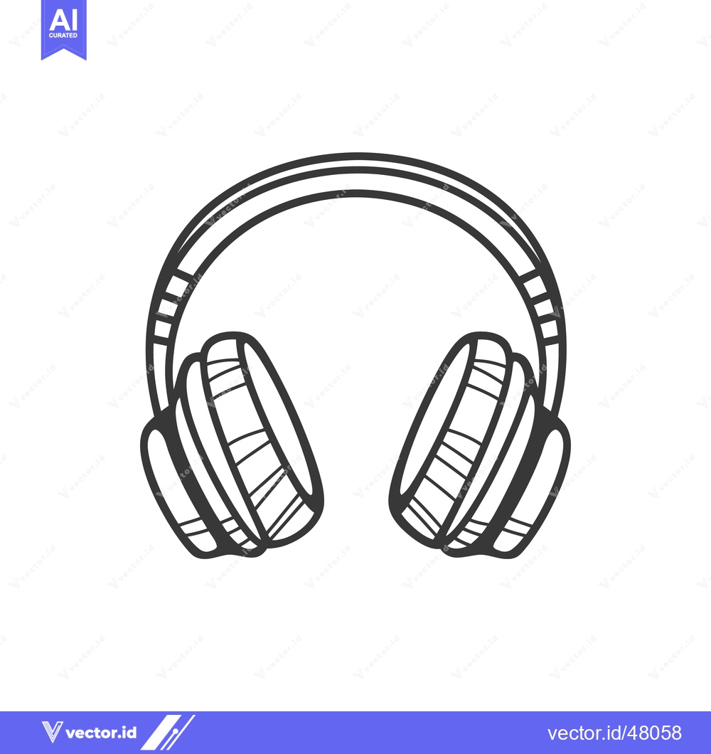 Premium Vector of A black and white drawing depicting a pair of headphones