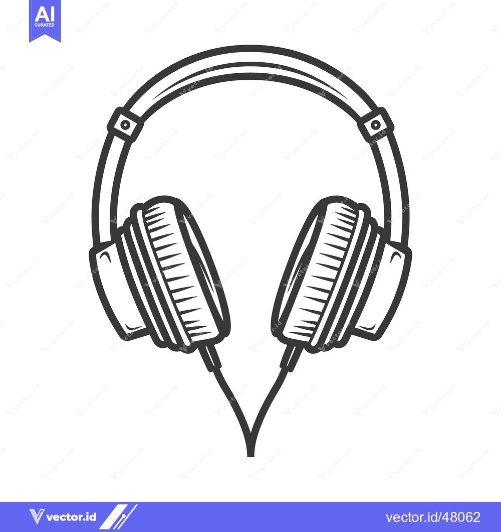 Premium Vector dari A black and white illustration of over ear headphones