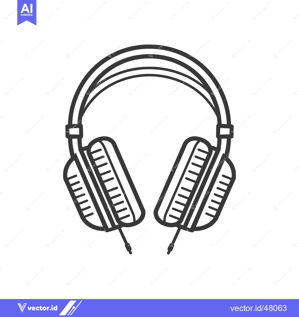 Premium Vector dari A simple black and white line drawing of headphones