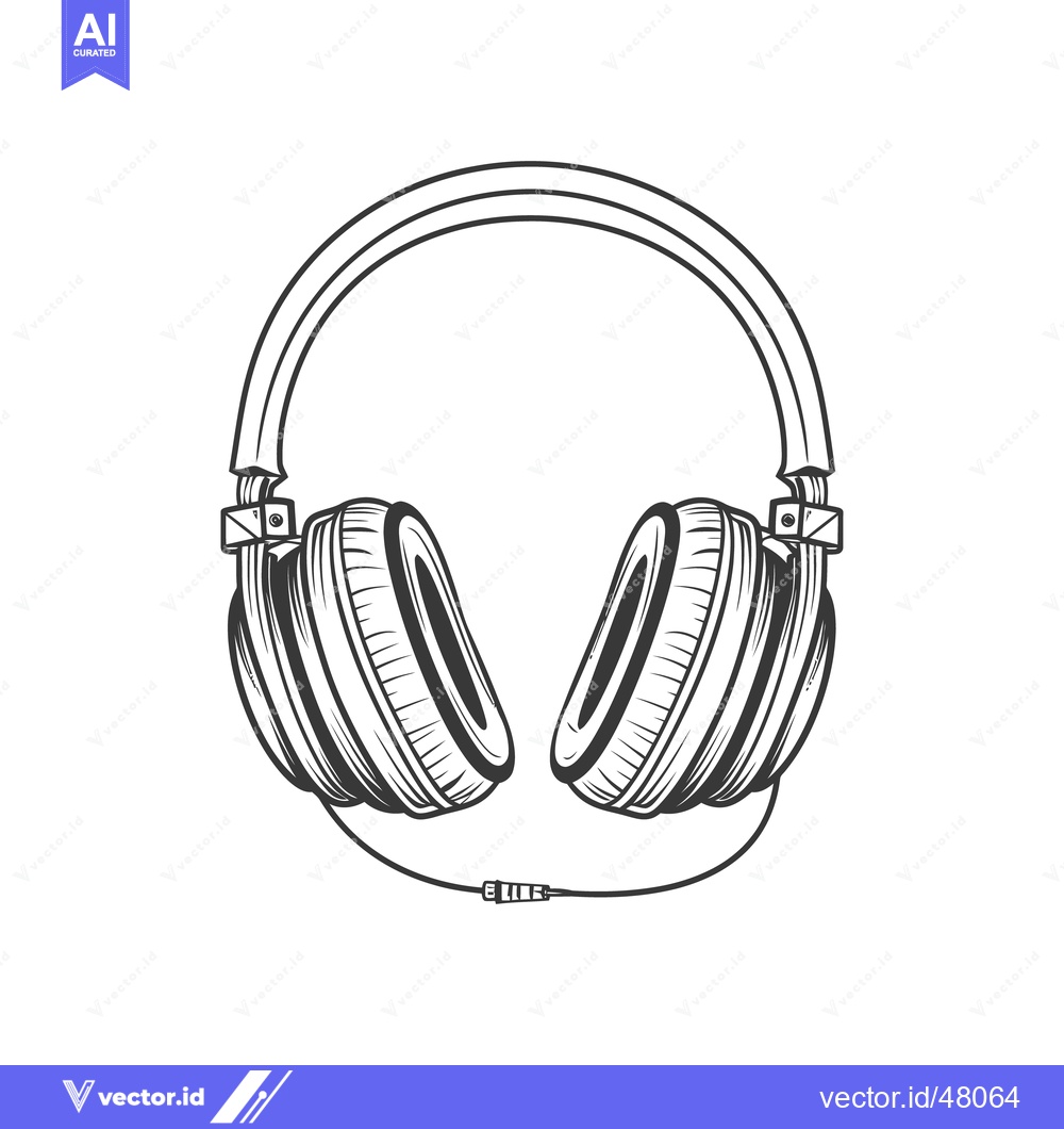 Premium Vector of Detailed illustration depicts a pair of modern over ear headphones