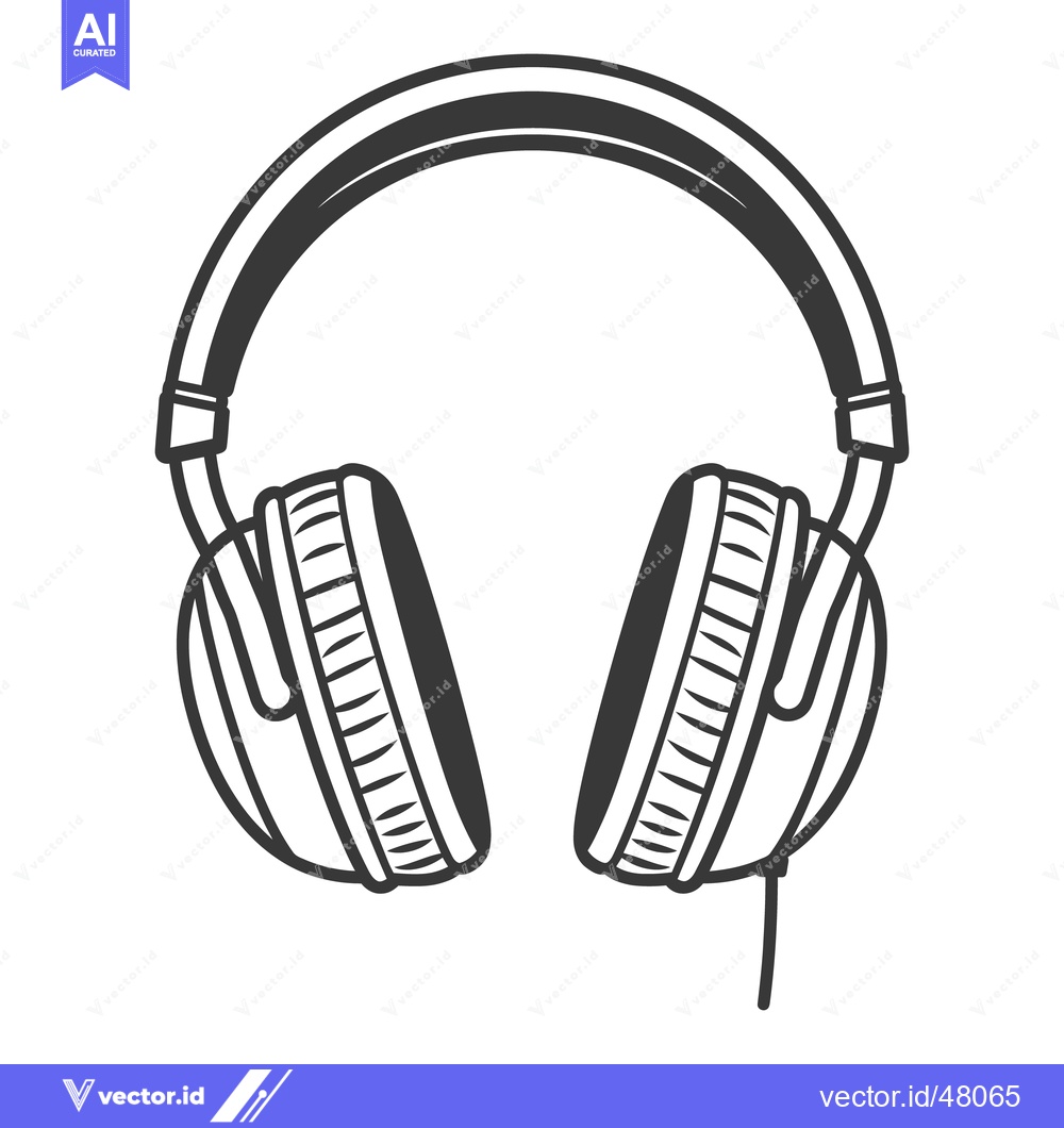 Premium Vector of Simple monochrome illustration of a pair of over ear headphones
