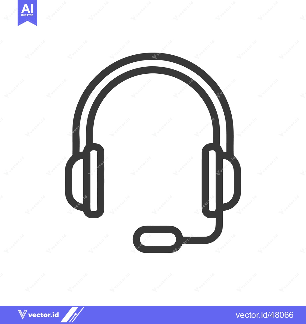 Premium Vector of Sleek Headset Icon: Modern Communication Symbol in Bold Outline Style