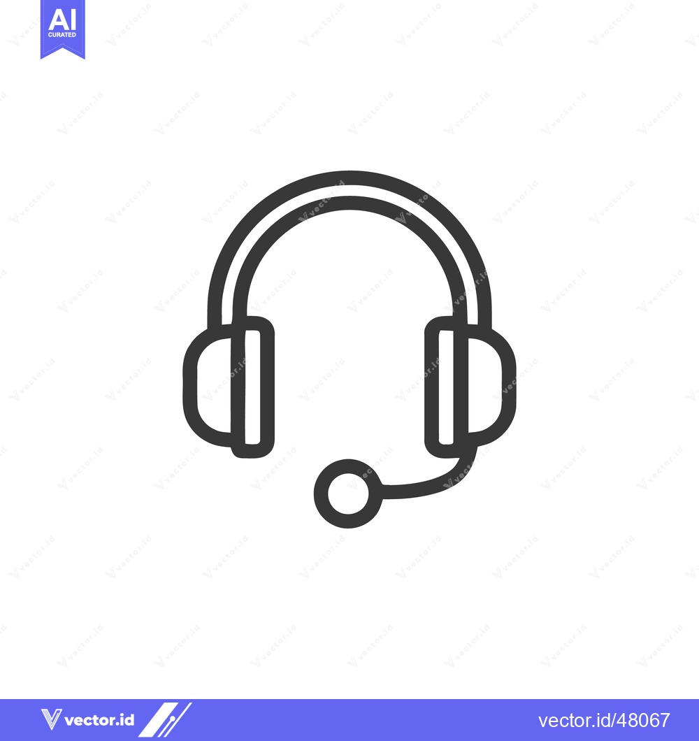 Premium Vector dari Minimalist Headset Icon: Customer Service Communication Tool, Black Ou