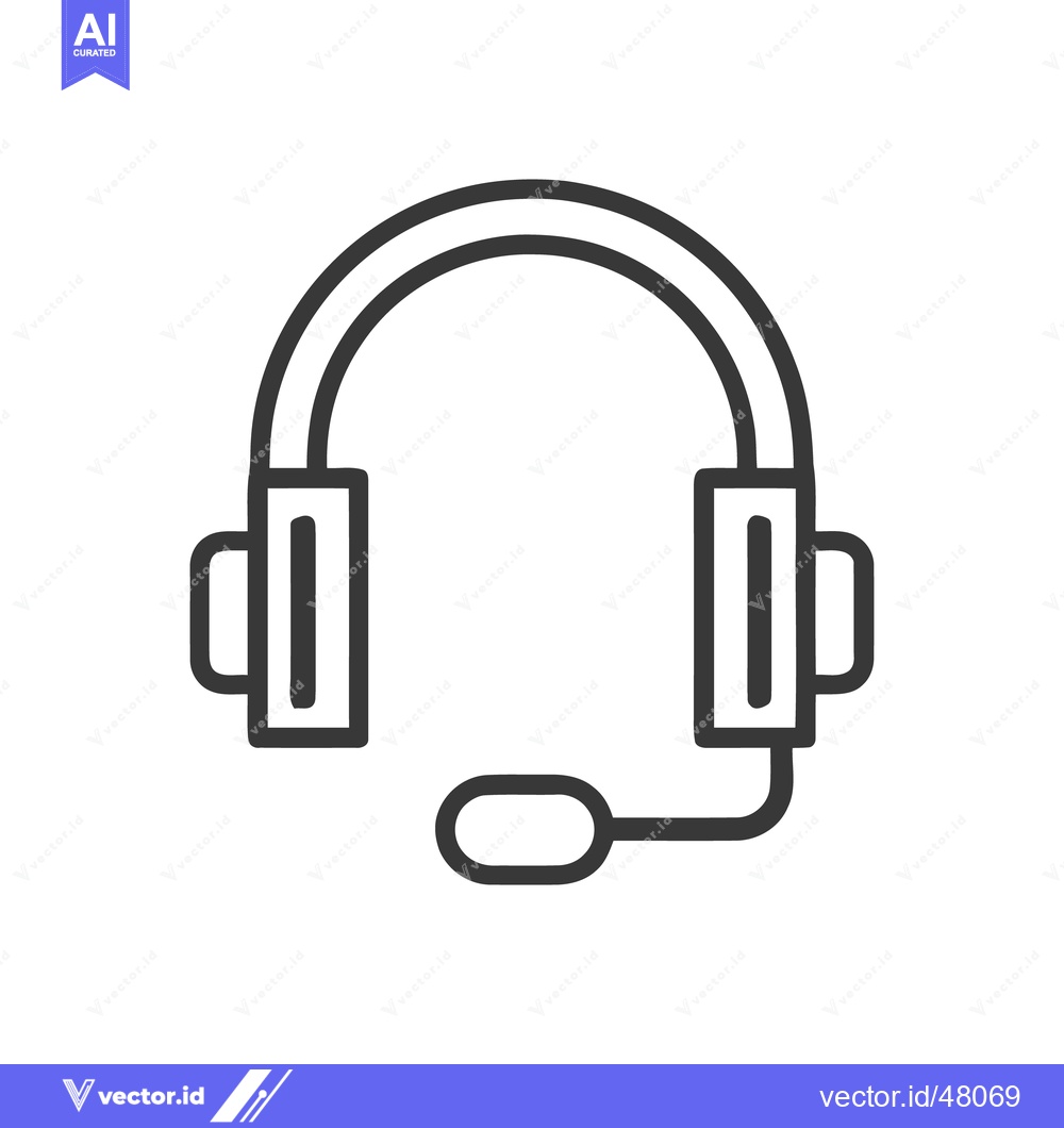 Premium Vector of Minimalist Headset Icon: Customer Service Communication Tool, Black Ou