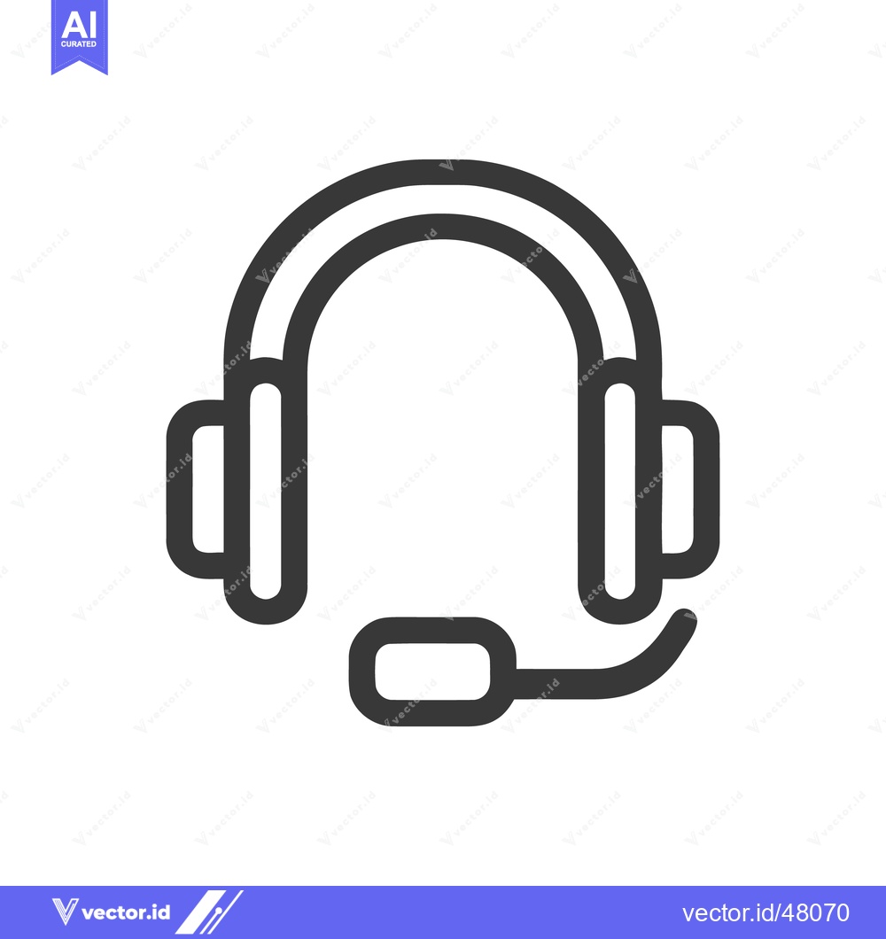 Premium Vector of Sleek Headset Icon: Modern Communication Symbol in Bold Outline Style
