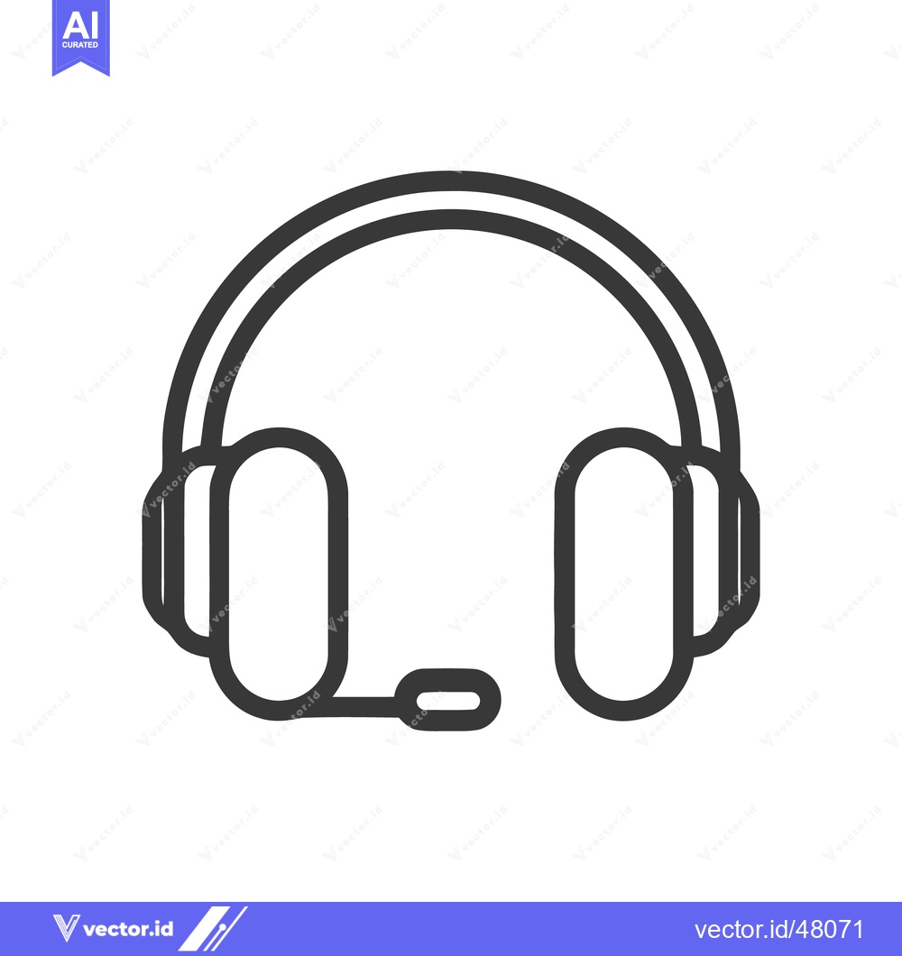 Premium Vector dari Minimalist Headset Icon: Bold Outline, Customer Service Symbol, Isolat