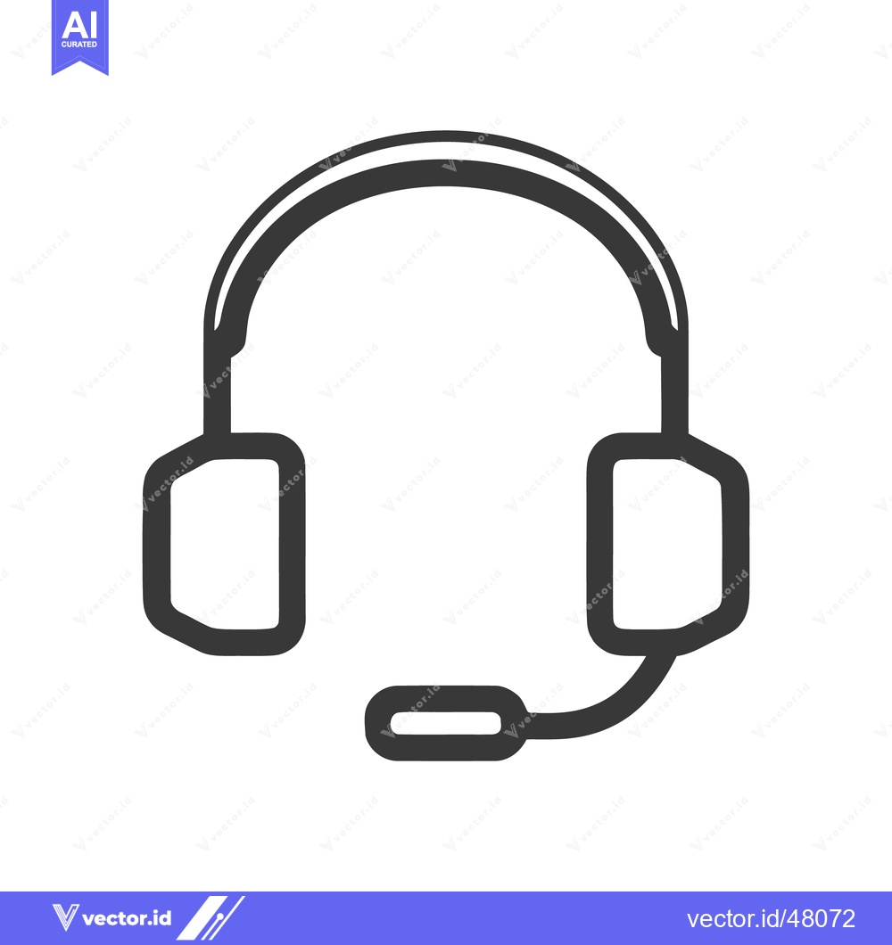 Premium Vector dari Minimalist Gray Headset Icon with Microphone on White Background
