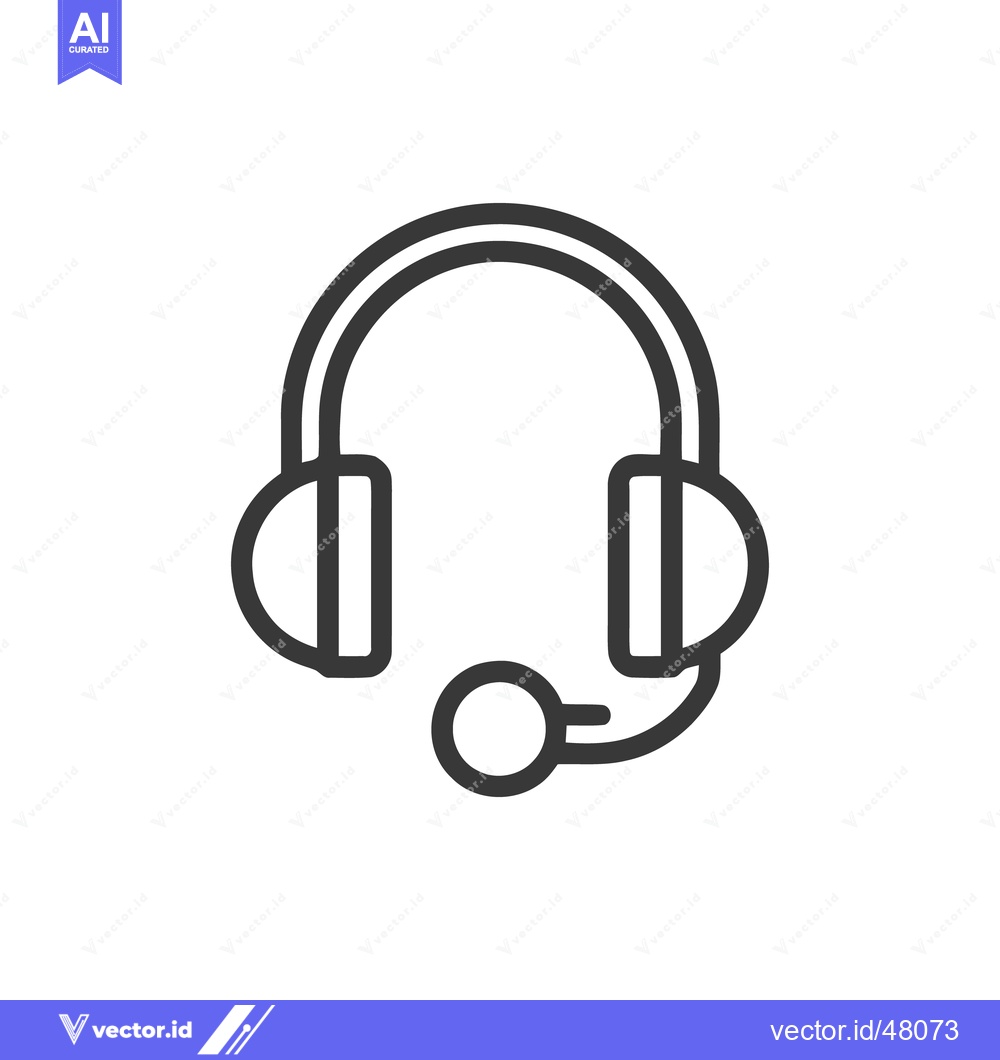 Premium Vector of Minimalist Headset Icon: Customer Service, Support, Communication Symb