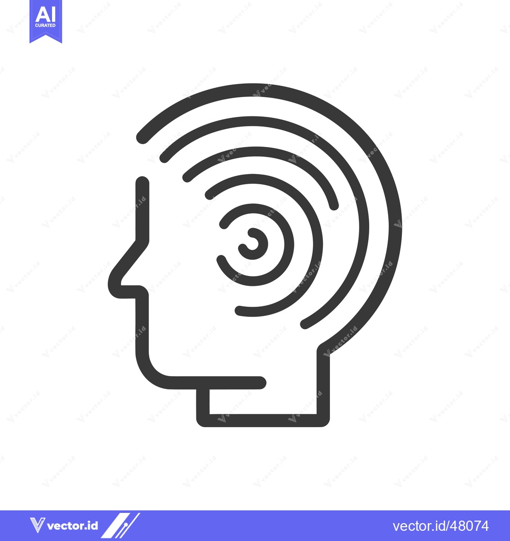Premium Vector dari Head with Concentric Circles Representing the Brain