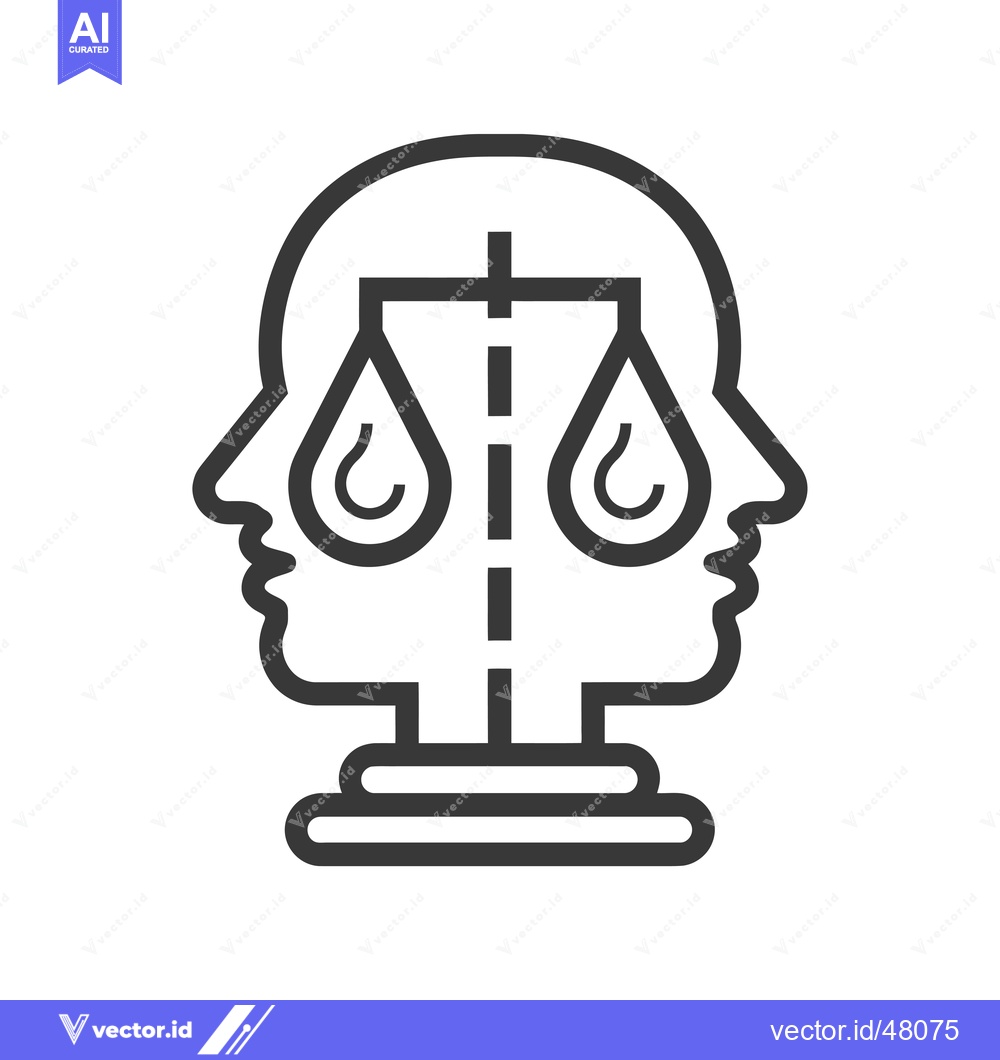 Premium Vector of Head with Scales Balanced by Two Teardrops