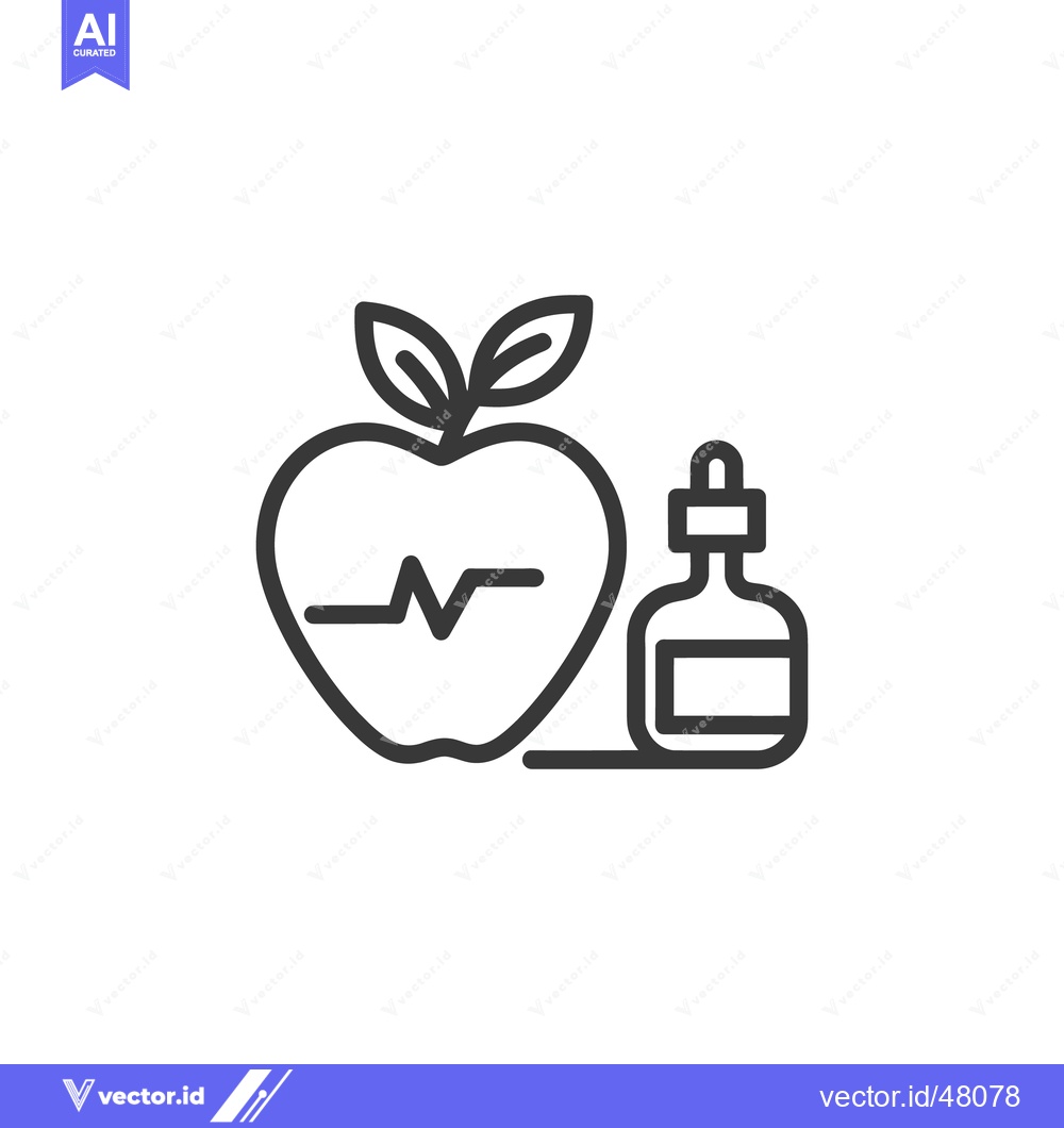 Premium Vector dari Healthy Heart: Apple with Heartbeat and Medicine Bottle Icon Illustrat