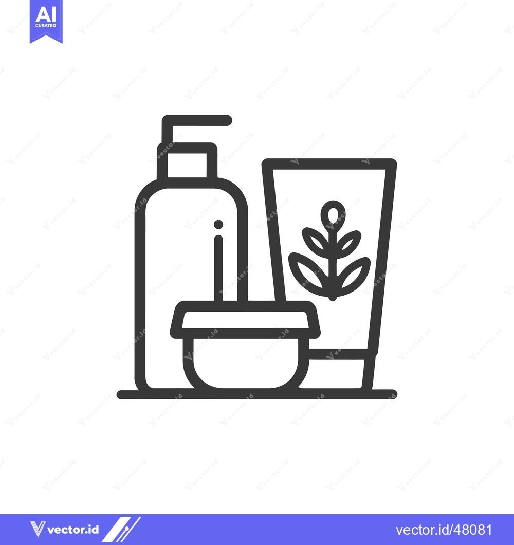 Premium Vector dari Minimalist Line Art: Organic Skincare Set with Bottle, Tube, and Jar