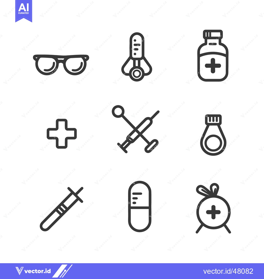 Premium Vector of Medical icons depicting various health related tools and symbols