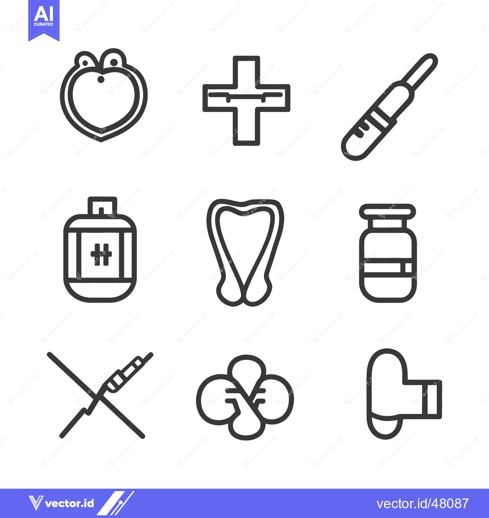Premium Vector dari Simple vector line art depicting various medical and health icons