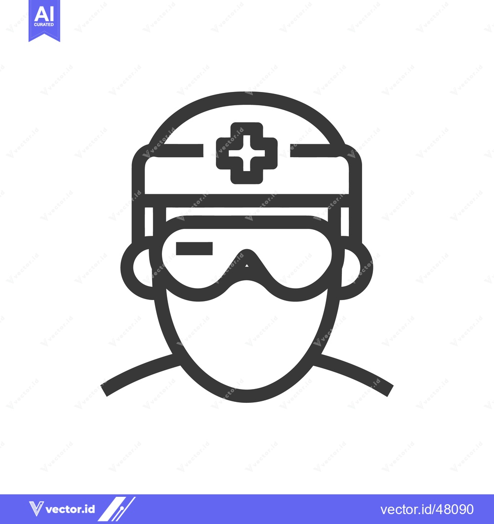 Premium Vector dari Surgeon Icon: Minimalist Line Art of Medical Professional with Mask an