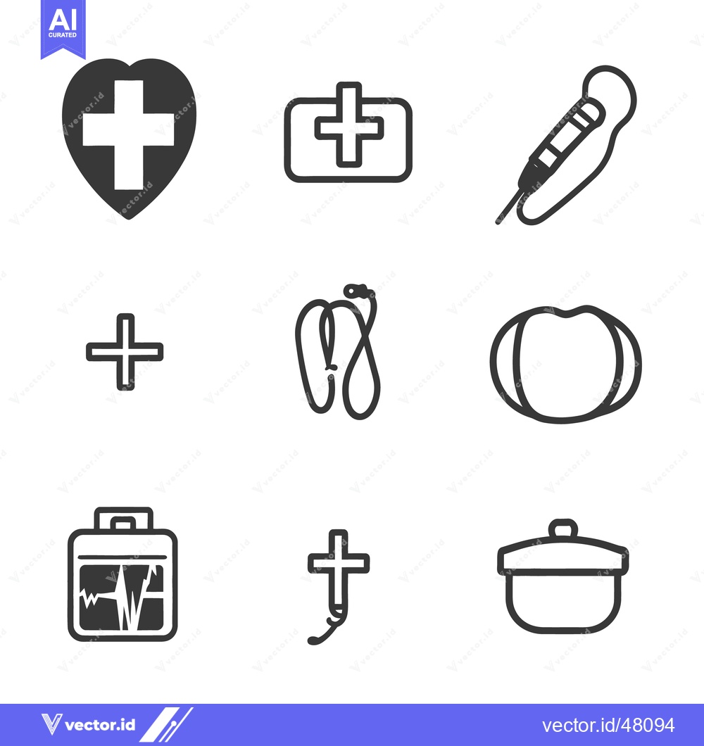 Premium Vector dari Simple vector graphic icons representing medicine and healthcare equip