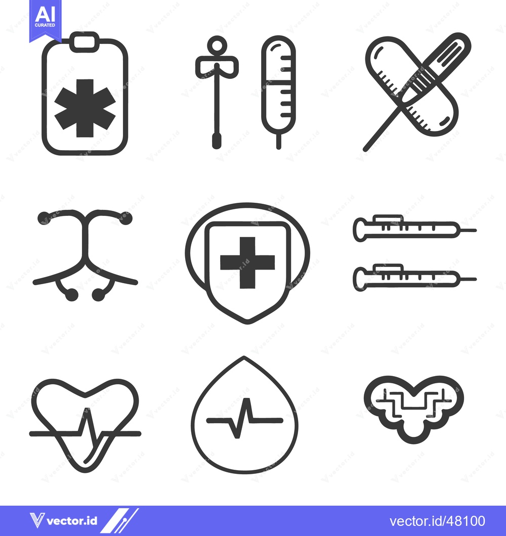Premium Vector dari Medical icons represent healthcare and medical concepts in simple line