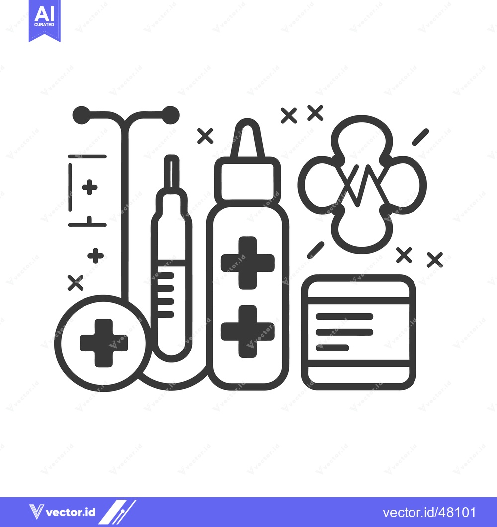 Premium Vector of Simplified graphic depicts healthcare equipment and medical supplies r