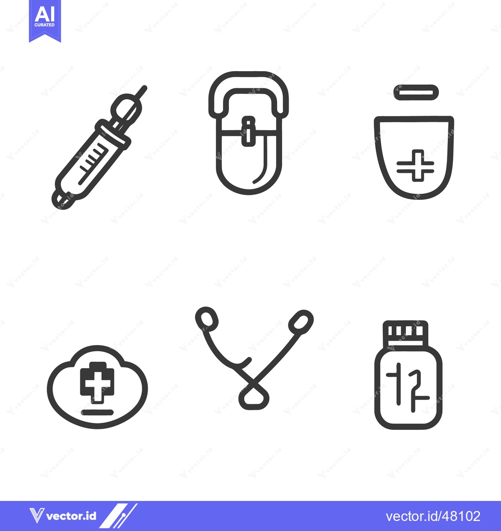 Premium Vector dari Illustrative black and white medical icons represent healthcare items