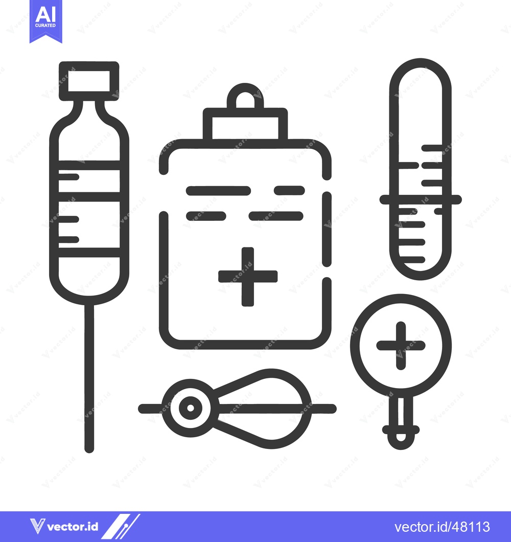 Premium Vector dari Various medical instruments and symbols presented in a linear style