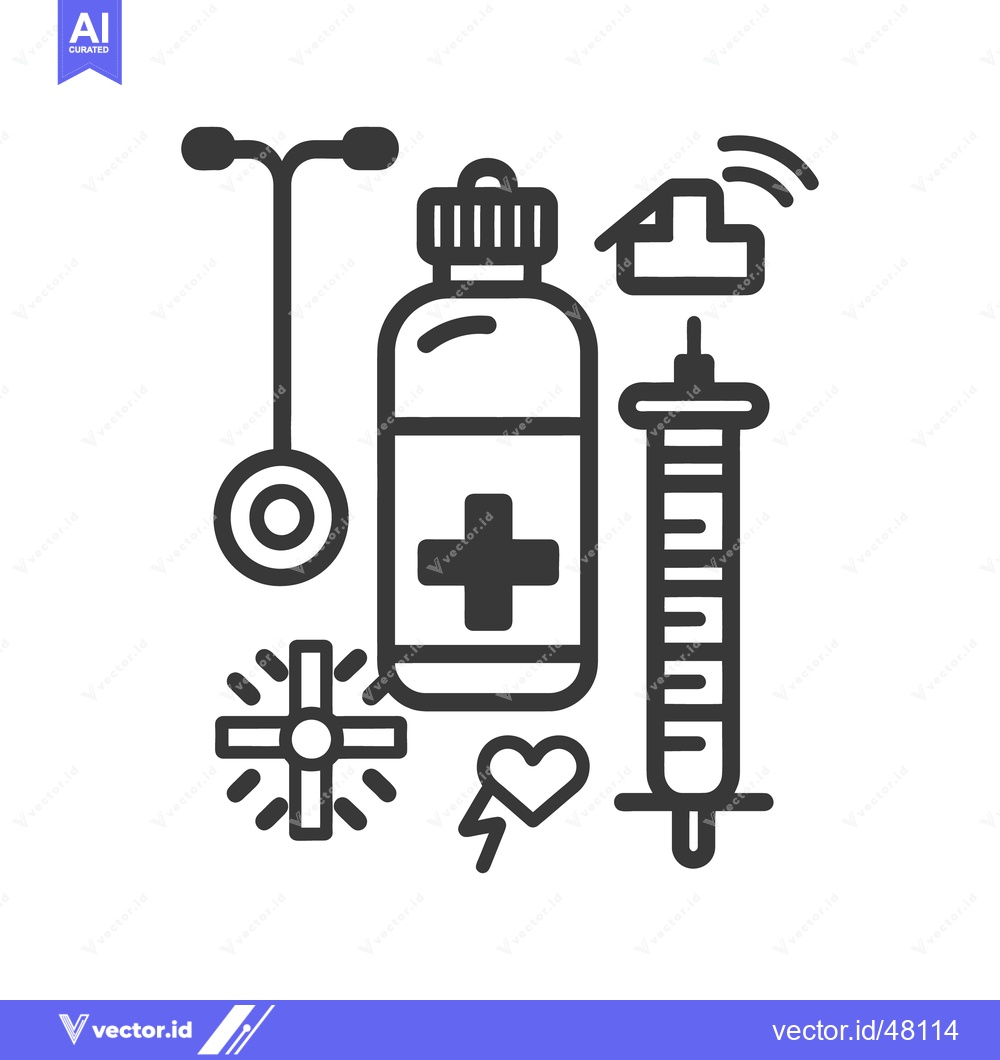 Premium Vector dari Medical Equipment and Supplies Depicted in Black and White Style