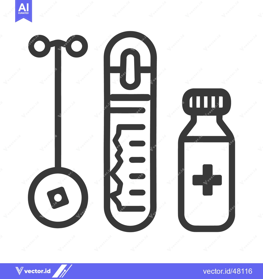Premium Vector dari Simple Line Drawings of Medical Equipment on White Background