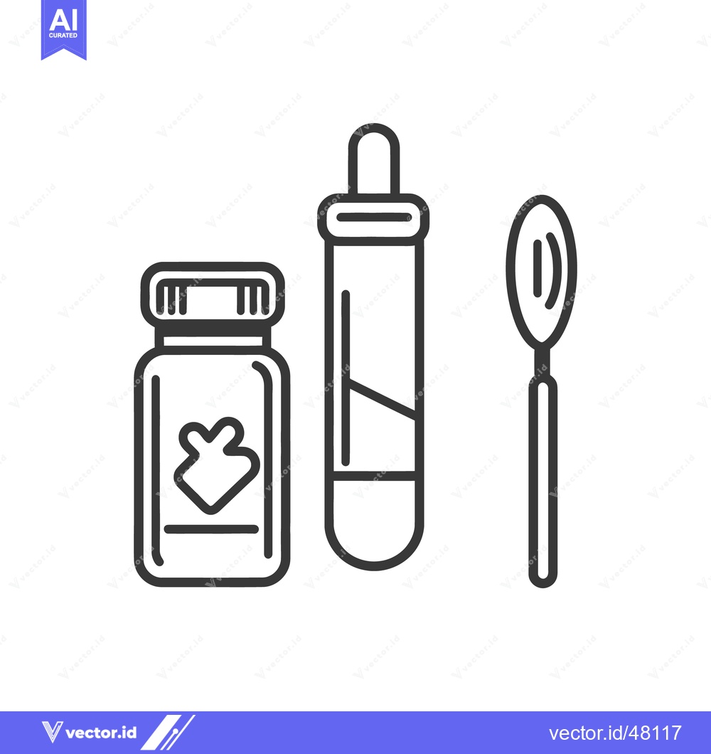 Premium Vector of Graphic illustration depicting medication containers and a measuring s